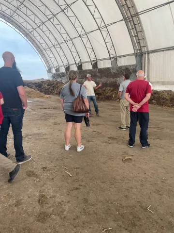 Ag specialist Steve Jonas discusses the composting process at the ISU Compost Facility.