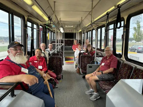 Tour Group D enjoying the bus ride.