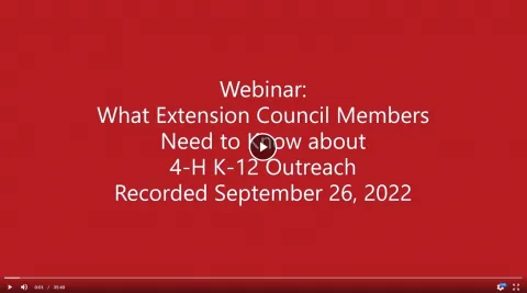 What Extension Council Members Need to Know about 4-H K-12 Outreach video